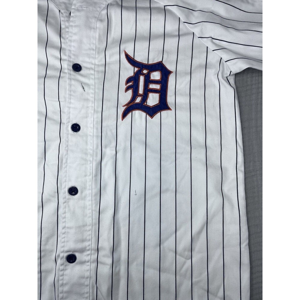 VTG 90s 00s Starter Detroit Tigers Pinstripe Jersey Men’s L Script Logo Rare MLB - Picture 4 of 10